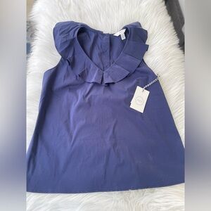 NWT  - 1901 - Nordstrom's - Women's Ruffled Blouse - Navy -  Size Medium